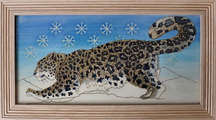 Dennis Chinaworks Snow Leopard Tile Plaque