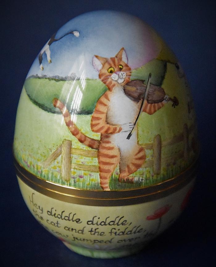 Elliot Hall Enamels Nursery Rhyme Egg Hey Diddle Diddle by E. Todd £280.00 approx. 7cms in height Edition of 75