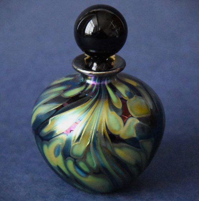 Featherspray Fumed Noir Perfume Bottle Miniature Isle of Wight Studio Glass