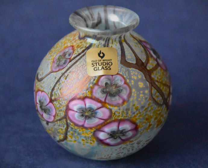 Blossom Time Round Pot Vase Miniature Isle of Wight Studio Glass