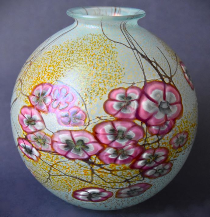 Blossom Time Round Pot Vase Large Isle of Wight Studio Glass