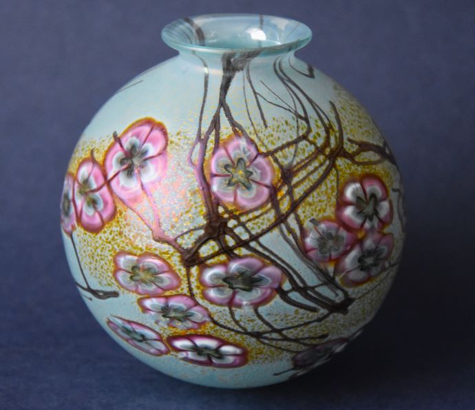  Blossom Time Round Pot Vase Small Isle of Wight Studio Glass