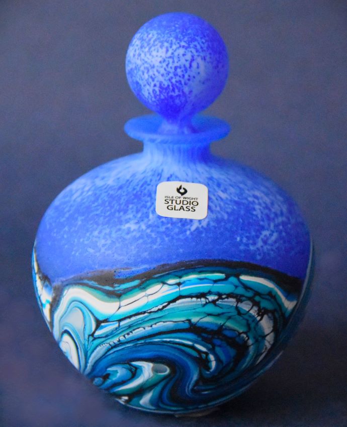 Blue Wave Perfume Bottle Small Isle of Wight Studio Glass