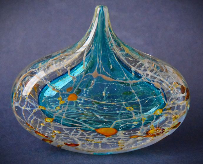 Crizzle Stone Blue Small Vase Isle of Wight Studio Glass