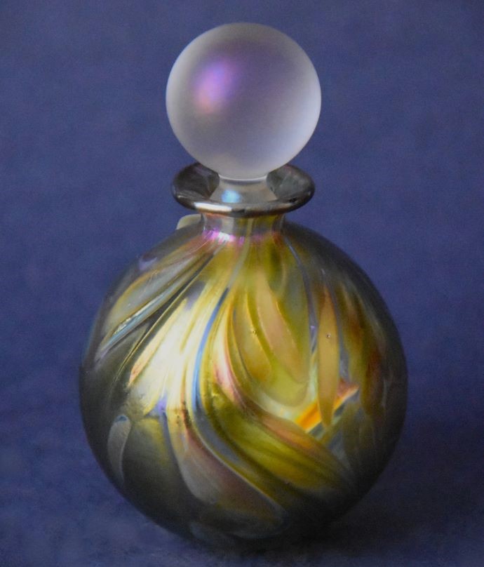 Featherspray Fumed Lime Miniature Perfume Bottle Isle of Wight Studio Glass